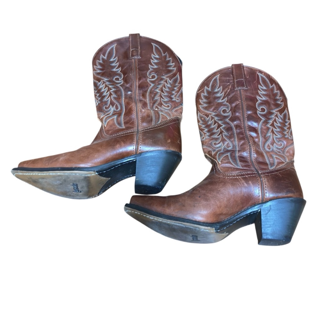 Women's Brown Embroidered Leather Western Cowboy Boots Sz 9 - Picture 2 of 12